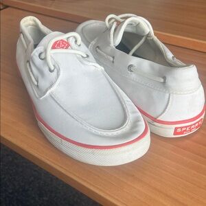 Sperry Canvas Shoes with Red Trim